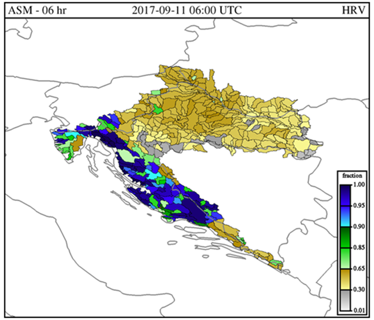 Prikaz vlage na karti Hrvatske